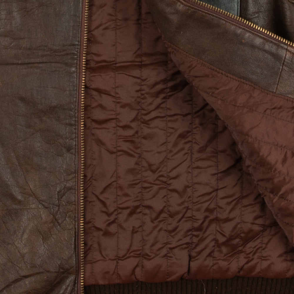 MEN'S VINTAGE 1990S LEATHER GILET VEST JACKET - MEDIUM