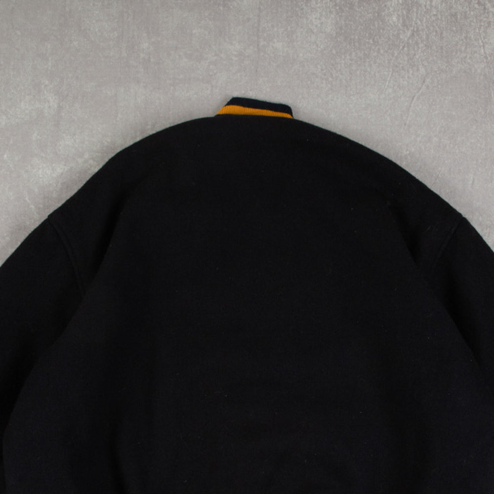 MEN'S VINTAGE NAVY ACADEMY FOOTBALL VARSITY JACKET - X-LARGE