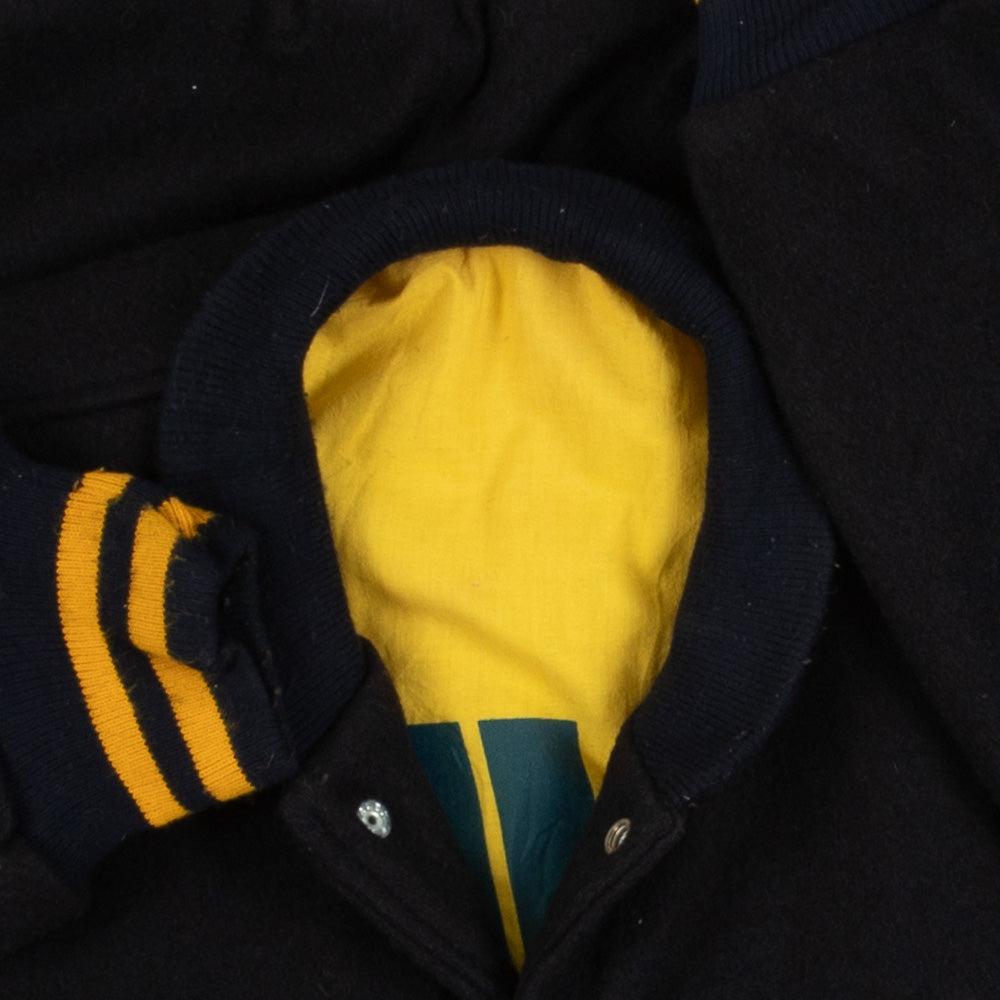 MEN'S VINTAGE NAVY ACADEMY FOOTBALL VARSITY JACKET - X-LARGE