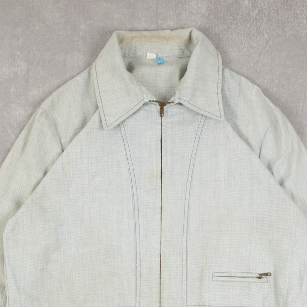 MEN'S VINTAGE 1980S FULL ZIP HARRINGTON JACKET - LARGE