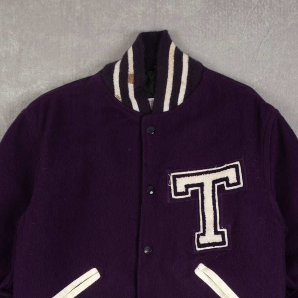 MEN'S VINTAGE 1990S WOOL VARISTY BOMBER JACKET - MEDIUM