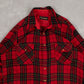 MEN'S VINTAGE 1990S CHECKED WOOL STYLE FLANNEL SHIRT - LARGE