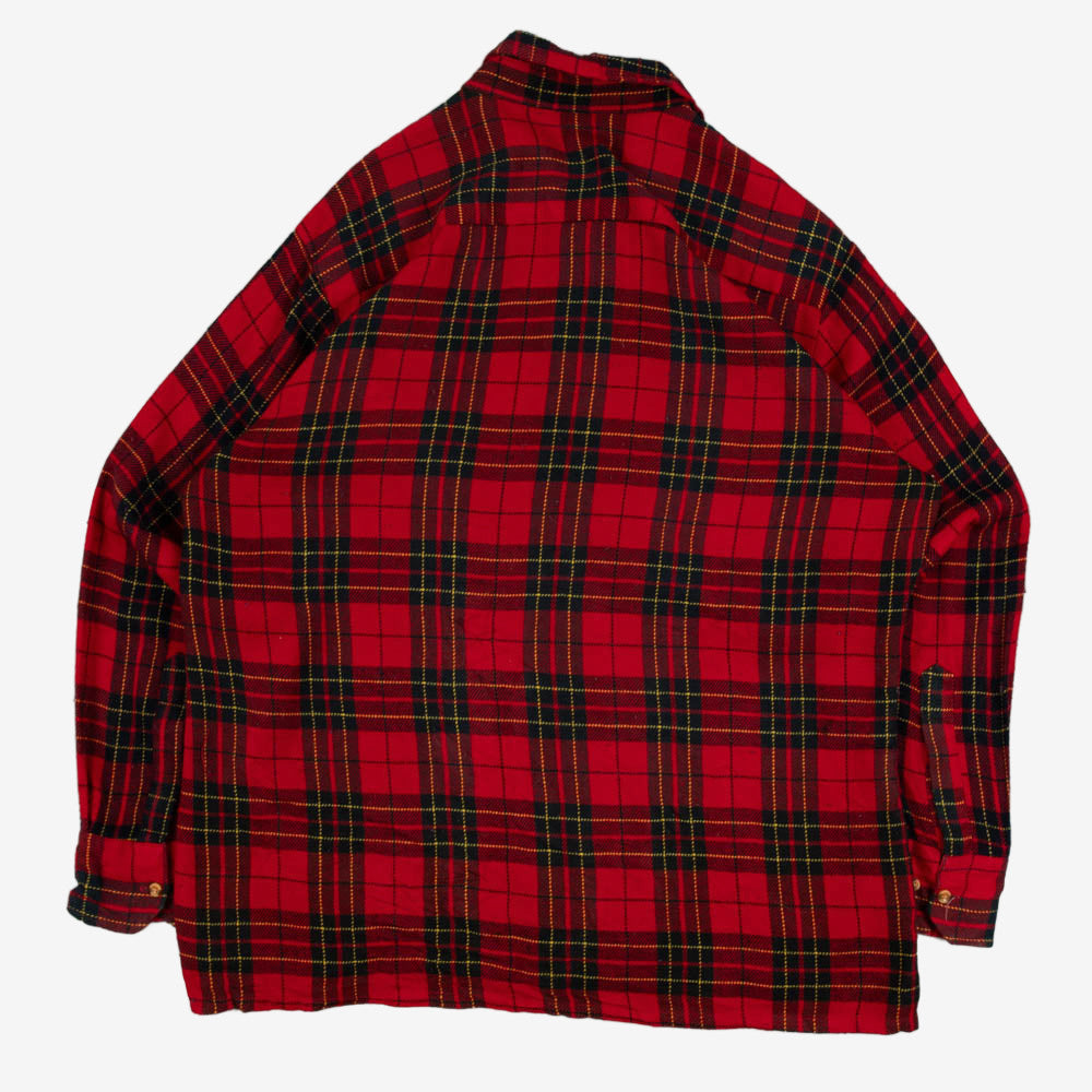 MEN'S VINTAGE 1990S CHECKED WOOL STYLE FLANNEL SHIRT - LARGE