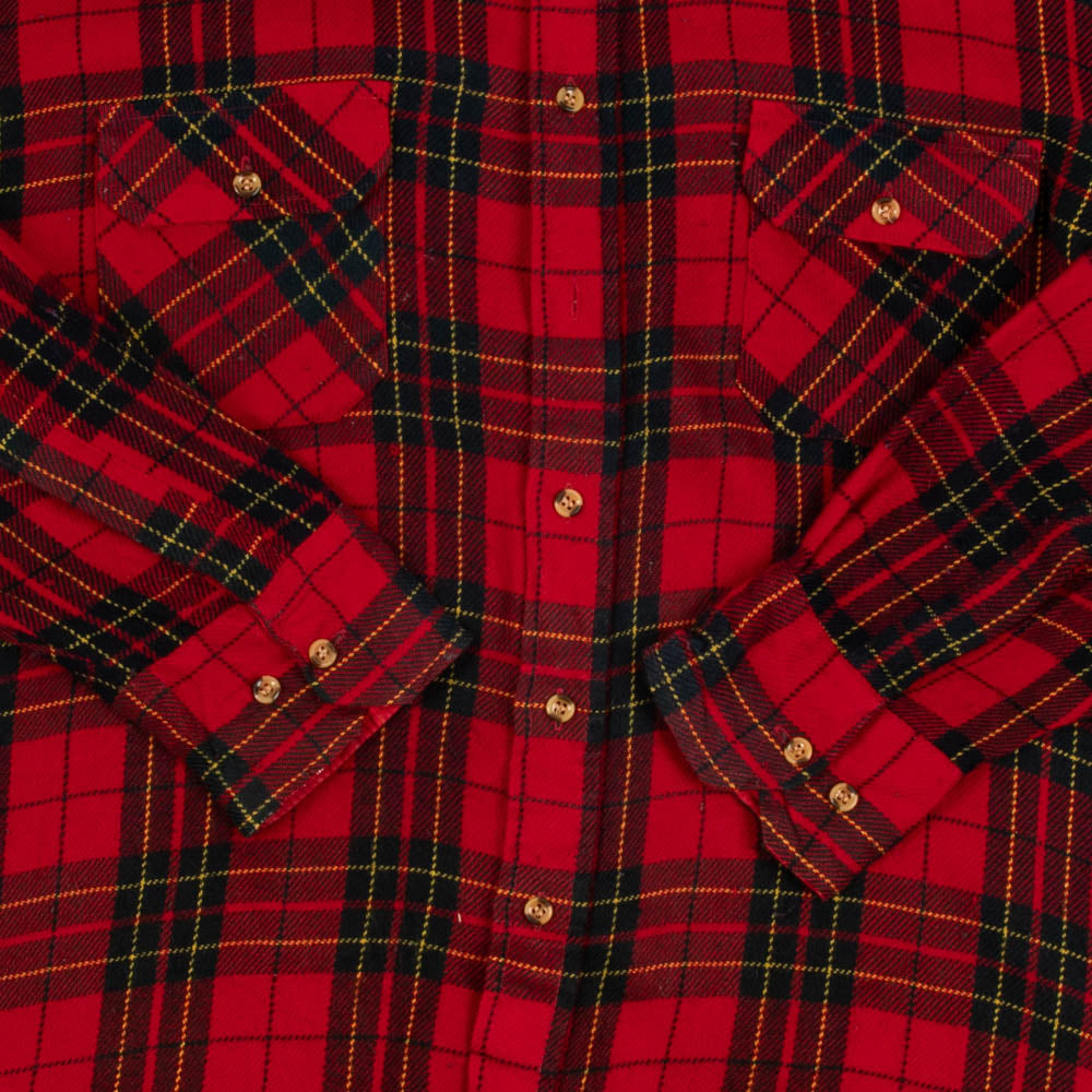 MEN'S VINTAGE 1990S CHECKED WOOL STYLE FLANNEL SHIRT - LARGE