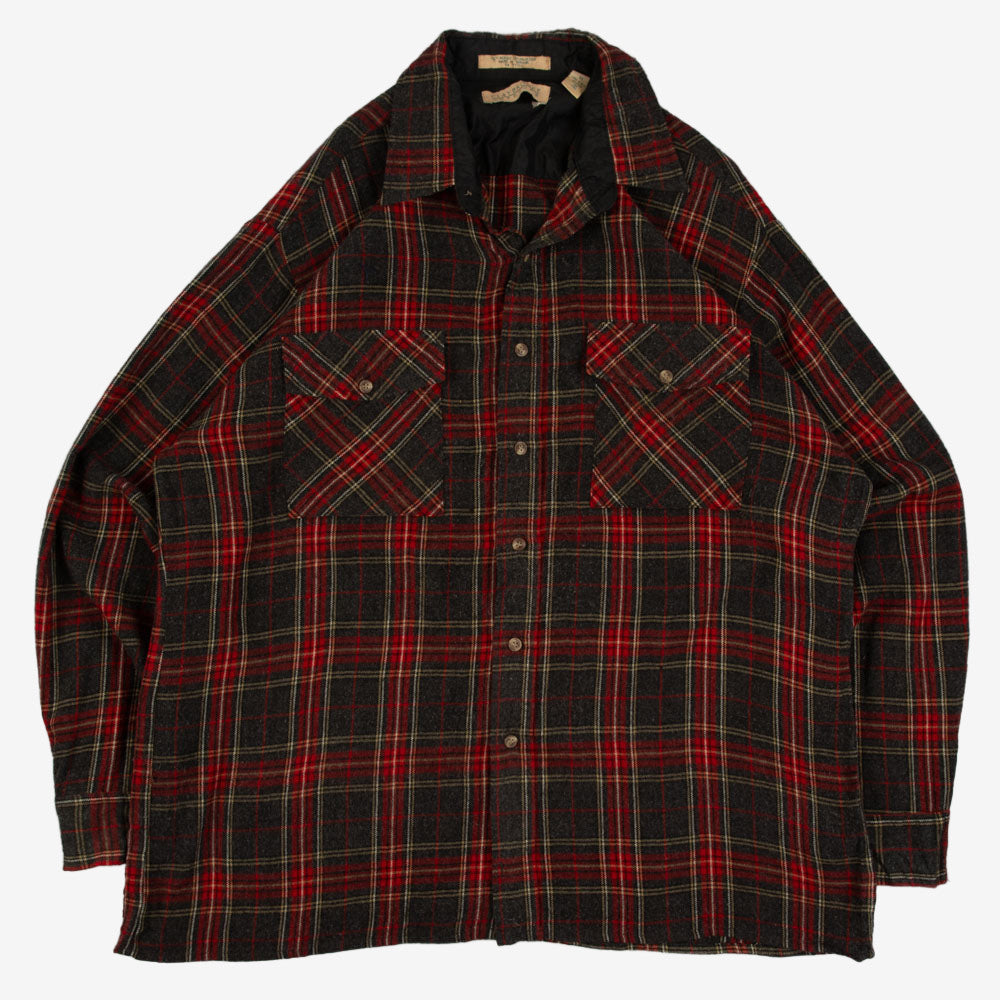 MEN'S VINTAGE 1990S CHECKED WOOL STYLE FLANNEL SHIRT - X-SMALL