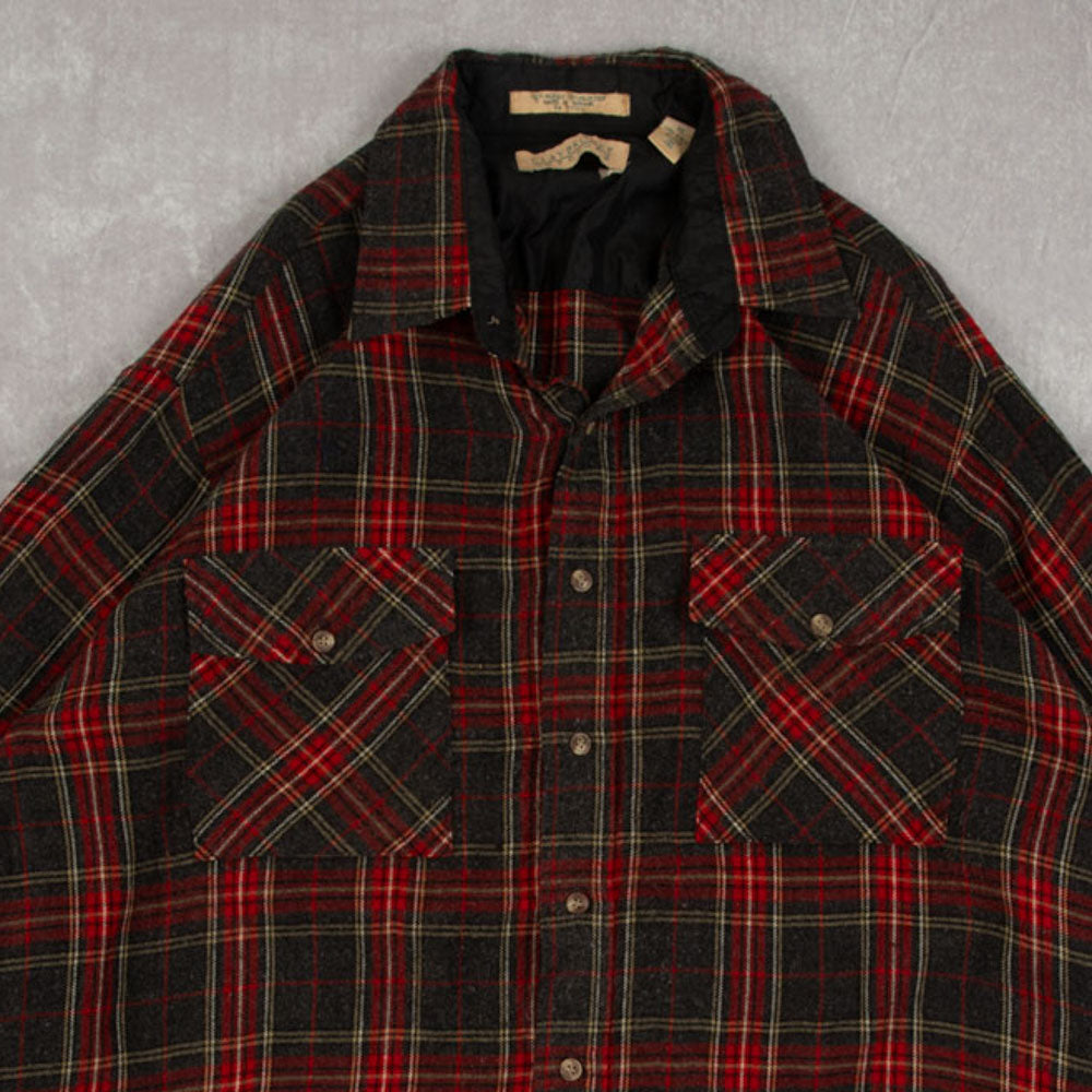 MEN'S VINTAGE 1990S CHECKED WOOL STYLE FLANNEL SHIRT - X-SMALL