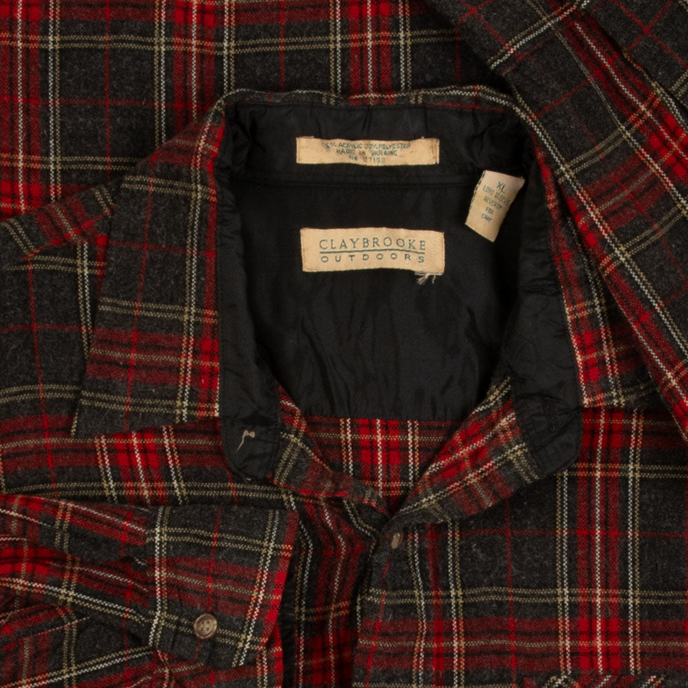 MEN'S VINTAGE 1990S CHECKED WOOL STYLE FLANNEL SHIRT - X-SMALL