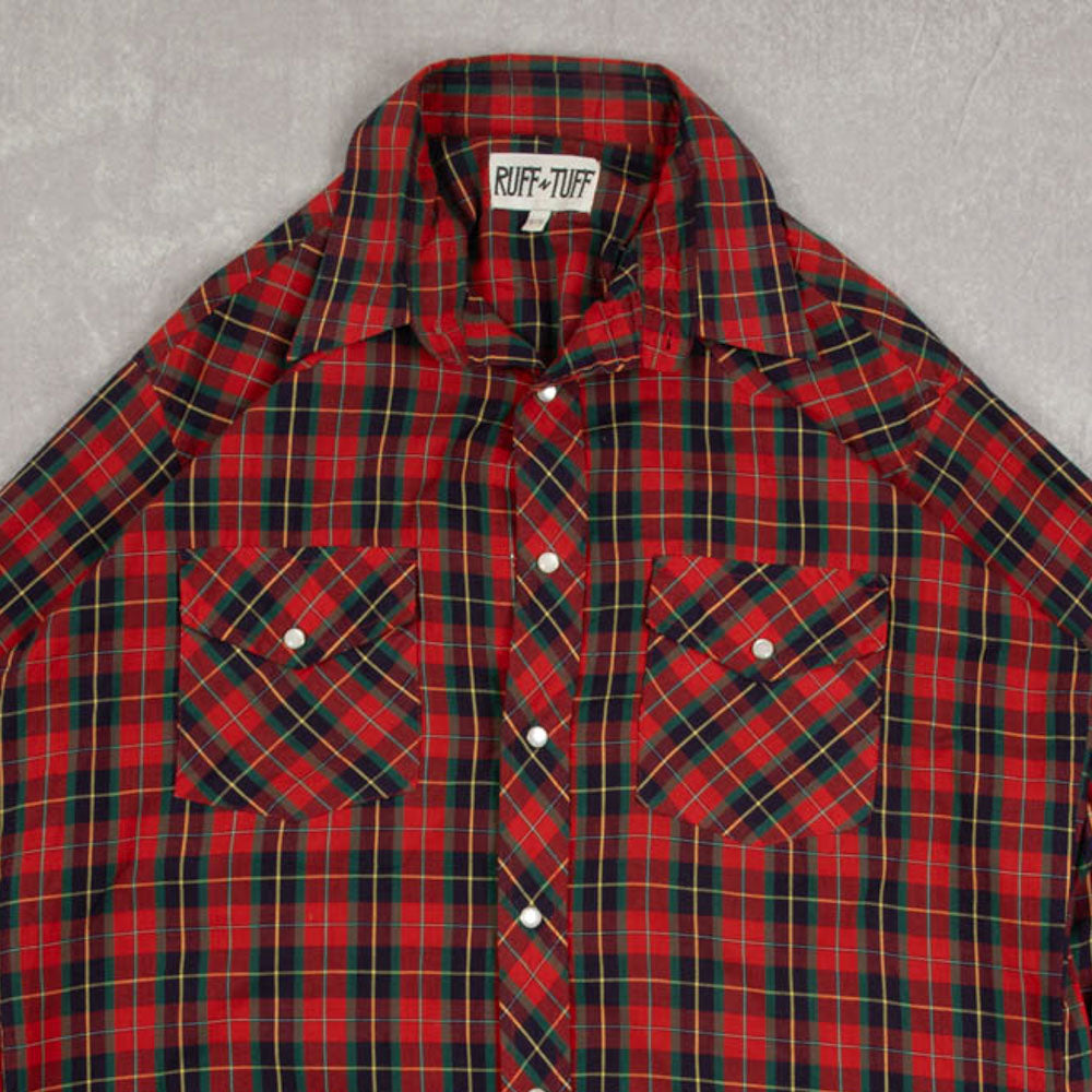 MEN'S VINTAGE CHECKED WESTERN SHIRT - X-LARGE