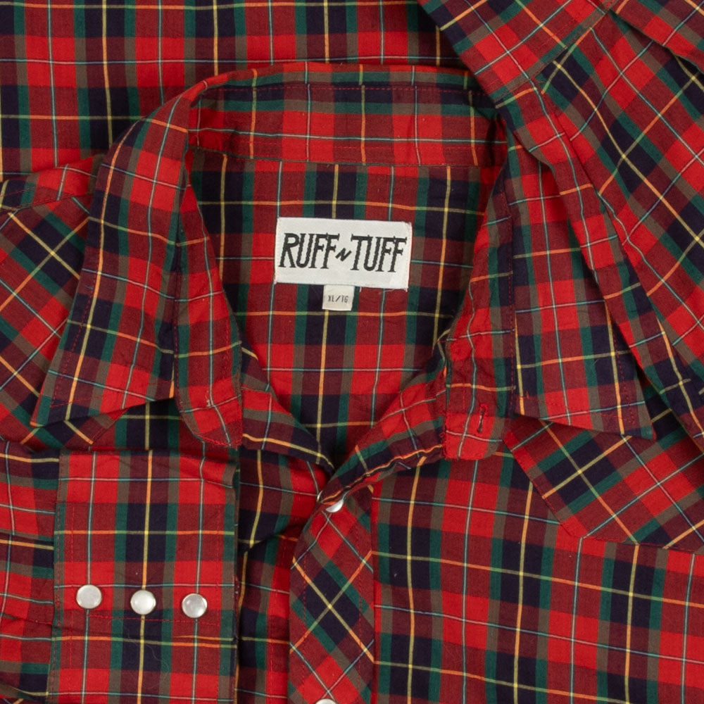 MEN'S VINTAGE CHECKED WESTERN SHIRT - X-LARGE