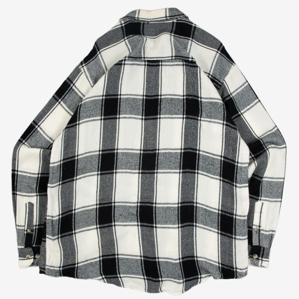 MEN'S VINTAGE 1990S CHECKED WOOL STYLE FLANNEL SHIRT - LARGE
