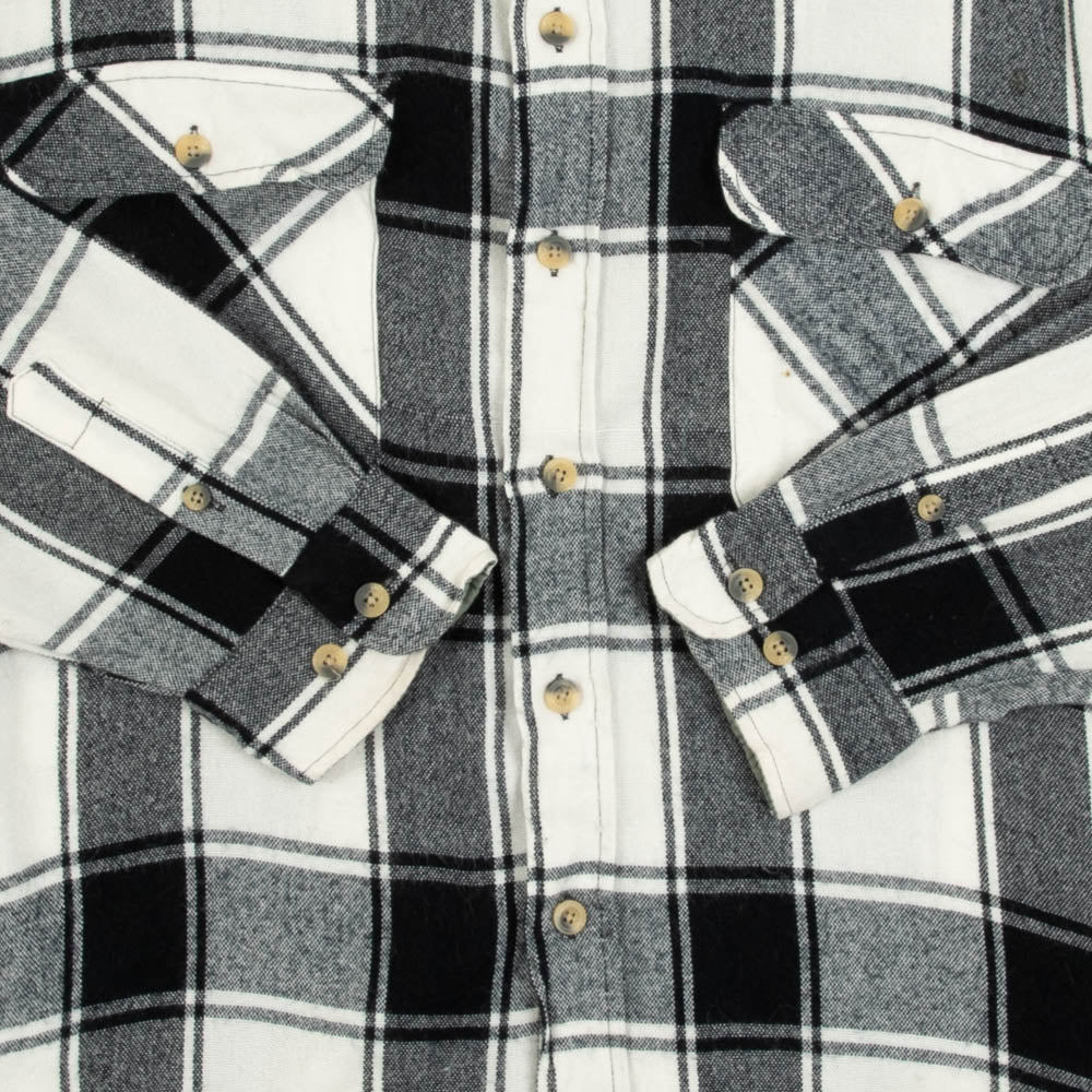 MEN'S VINTAGE 1990S CHECKED WOOL STYLE FLANNEL SHIRT - LARGE