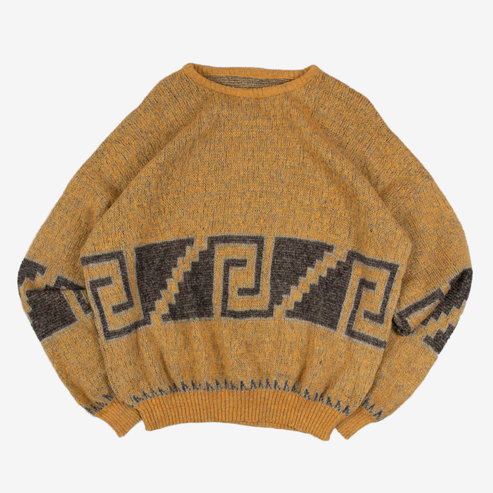 WOMEN'S VINTAGE 1990S PATTERNED KNITTED JUMPER - LARGE