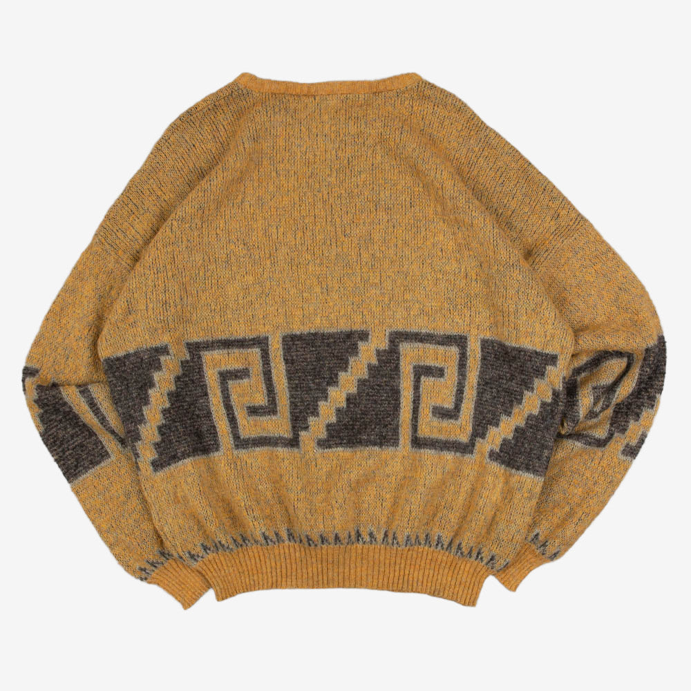 WOMEN'S VINTAGE 1990S PATTERNED KNITTED JUMPER - LARGE