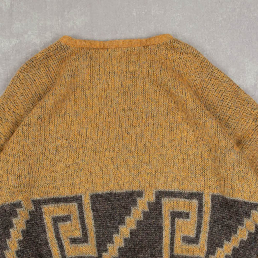 WOMEN'S VINTAGE 1990S PATTERNED KNITTED JUMPER - LARGE