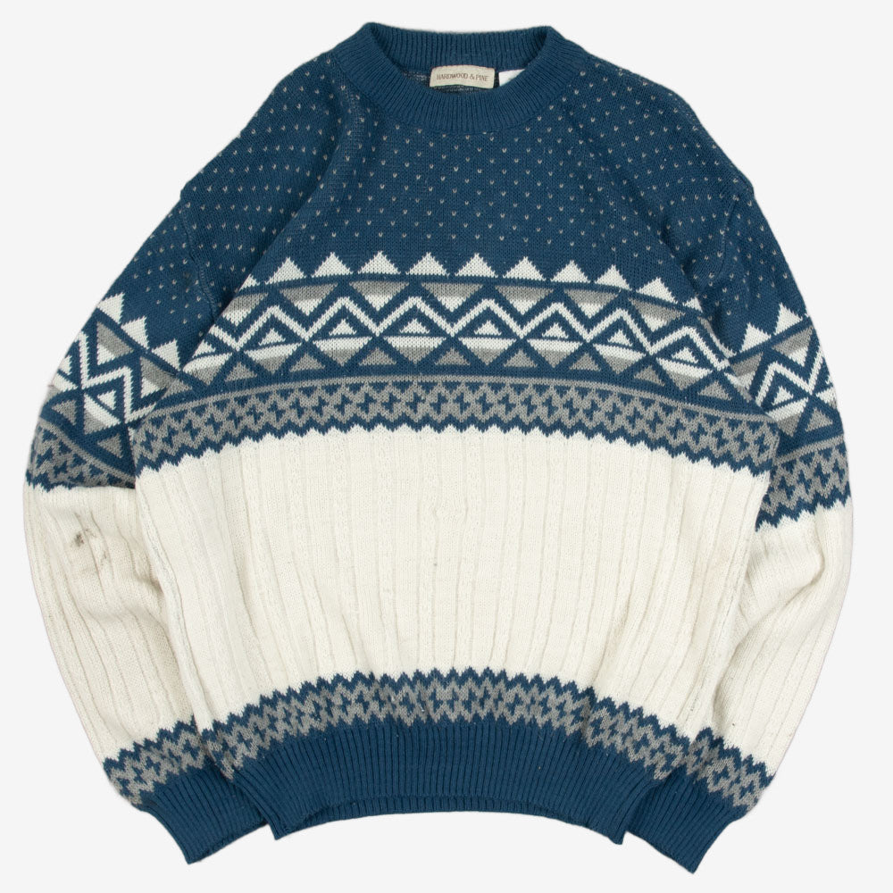MEN'S VINTAGE STRUCTURED PATTERNED KNITTED JUMPER - X-LARGE