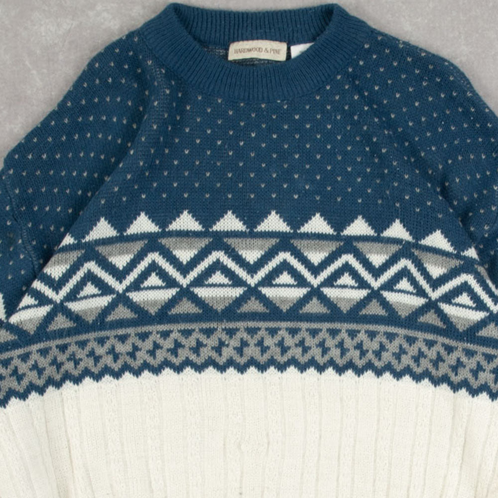 MEN'S VINTAGE STRUCTURED PATTERNED KNITTED JUMPER - X-LARGE