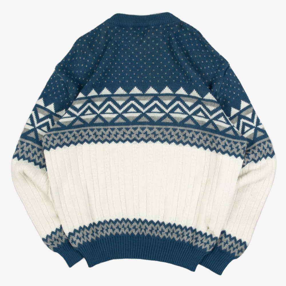 MEN'S VINTAGE STRUCTURED PATTERNED KNITTED JUMPER - X-LARGE