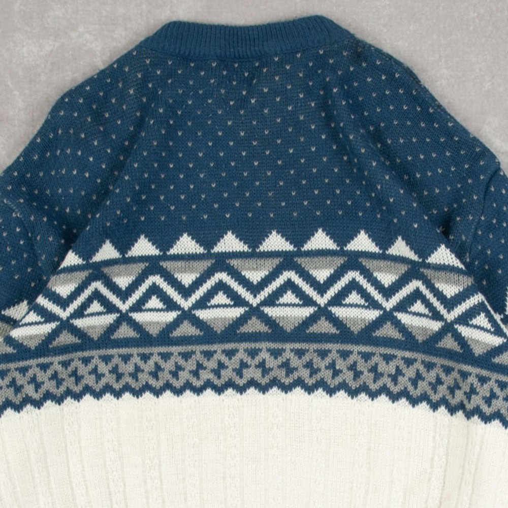 MEN'S VINTAGE STRUCTURED PATTERNED KNITTED JUMPER - X-LARGE