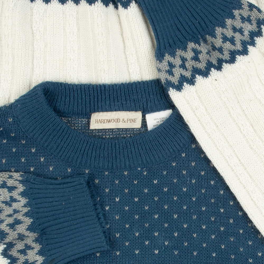 MEN'S VINTAGE STRUCTURED PATTERNED KNITTED JUMPER - X-LARGE
