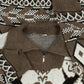 MEN'S VINTAGE 1990S PATTERNED KNITTED QUARTER ZIP JUMPER - X-LARGE