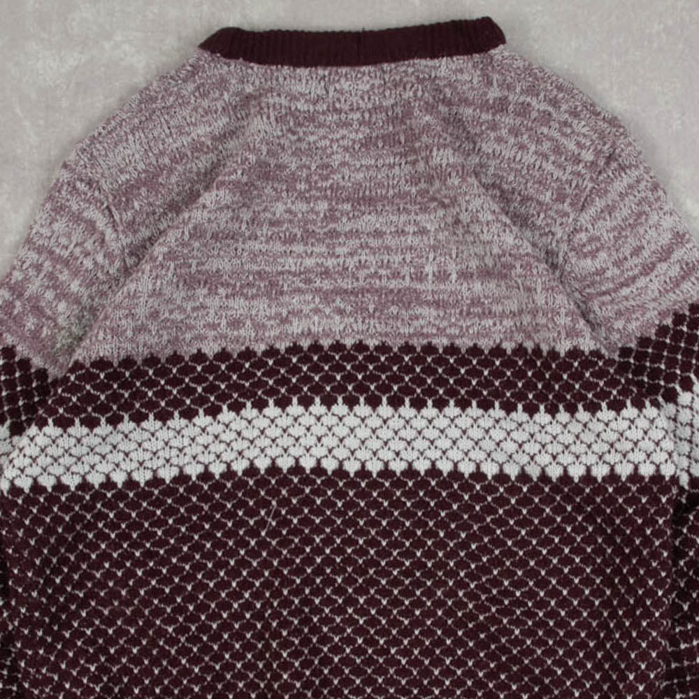 MEN'S VINTAGE 1980S PATTERNED KNITTED JUMPER - MEDIUM