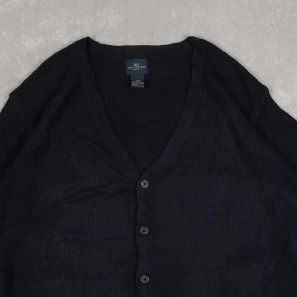 MEN'S VINTAGE 1990S DOCKERS KNITTED CARDIGAN - MEDIUM