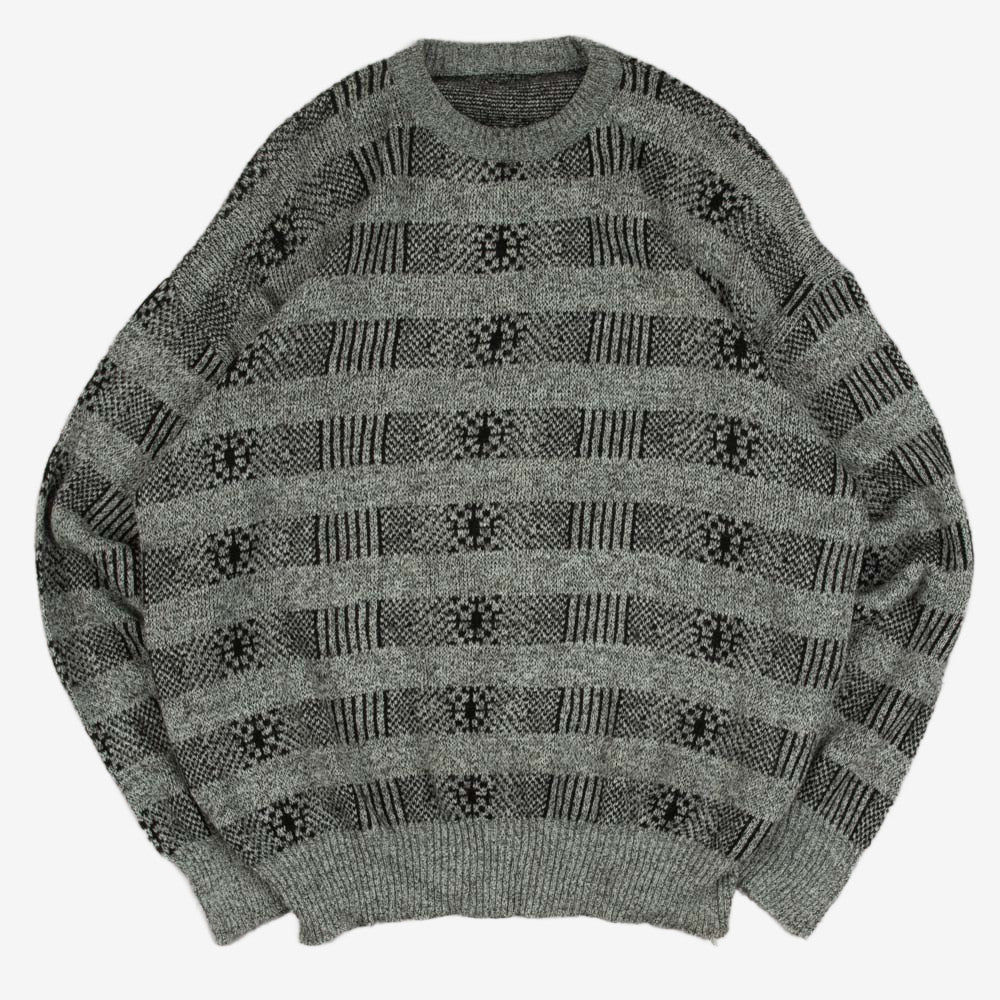 MEN'S VINTAGE 1990S PATTERNED KNITTED CARDIGAN - LARGE
