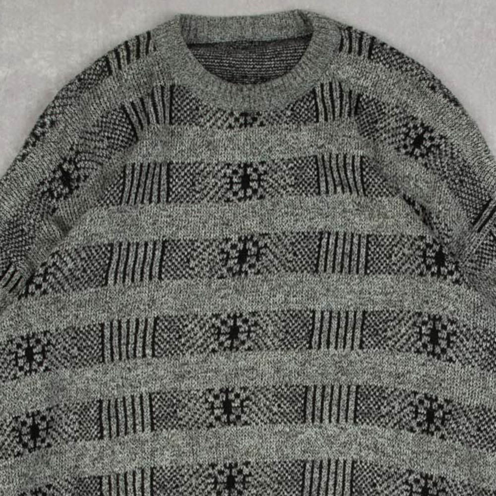 MEN'S VINTAGE 1990S PATTERNED KNITTED CARDIGAN - LARGE