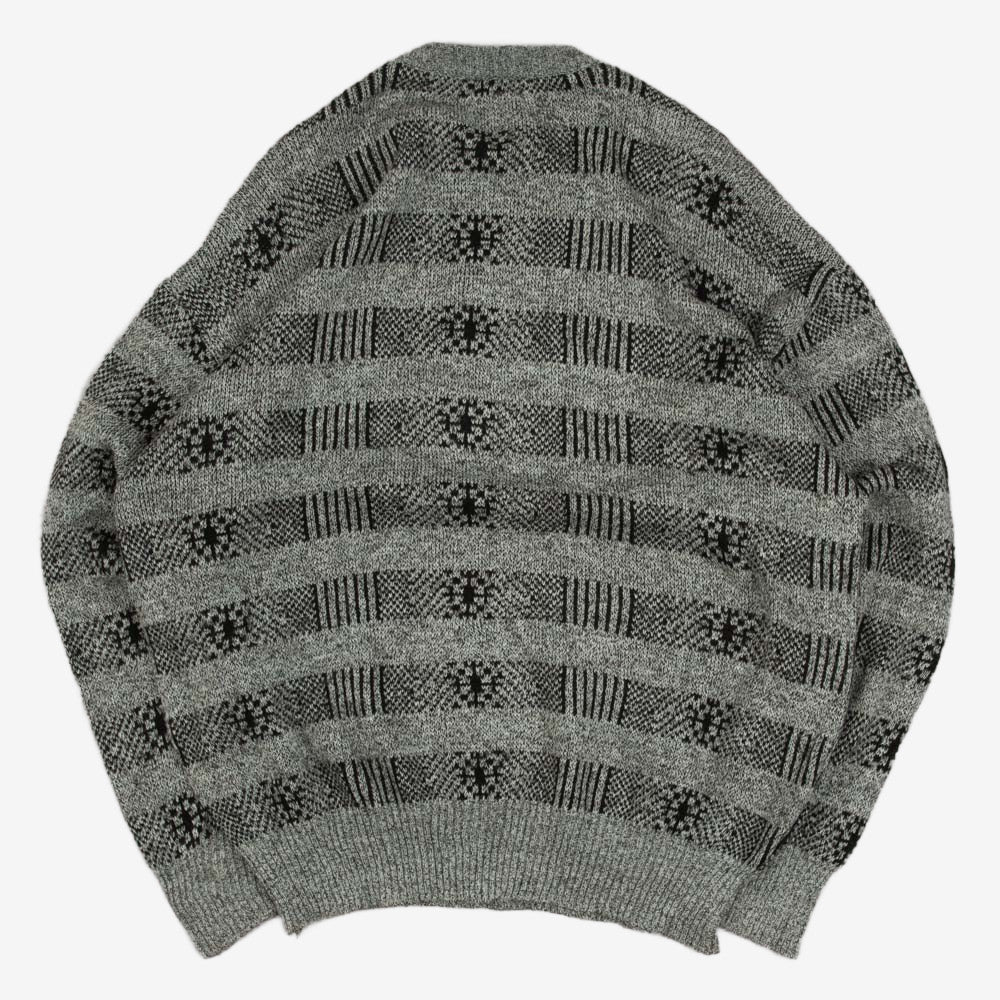 MEN'S VINTAGE 1990S PATTERNED KNITTED CARDIGAN - LARGE