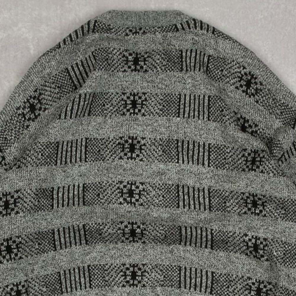 MEN'S VINTAGE 1990S PATTERNED KNITTED CARDIGAN - LARGE