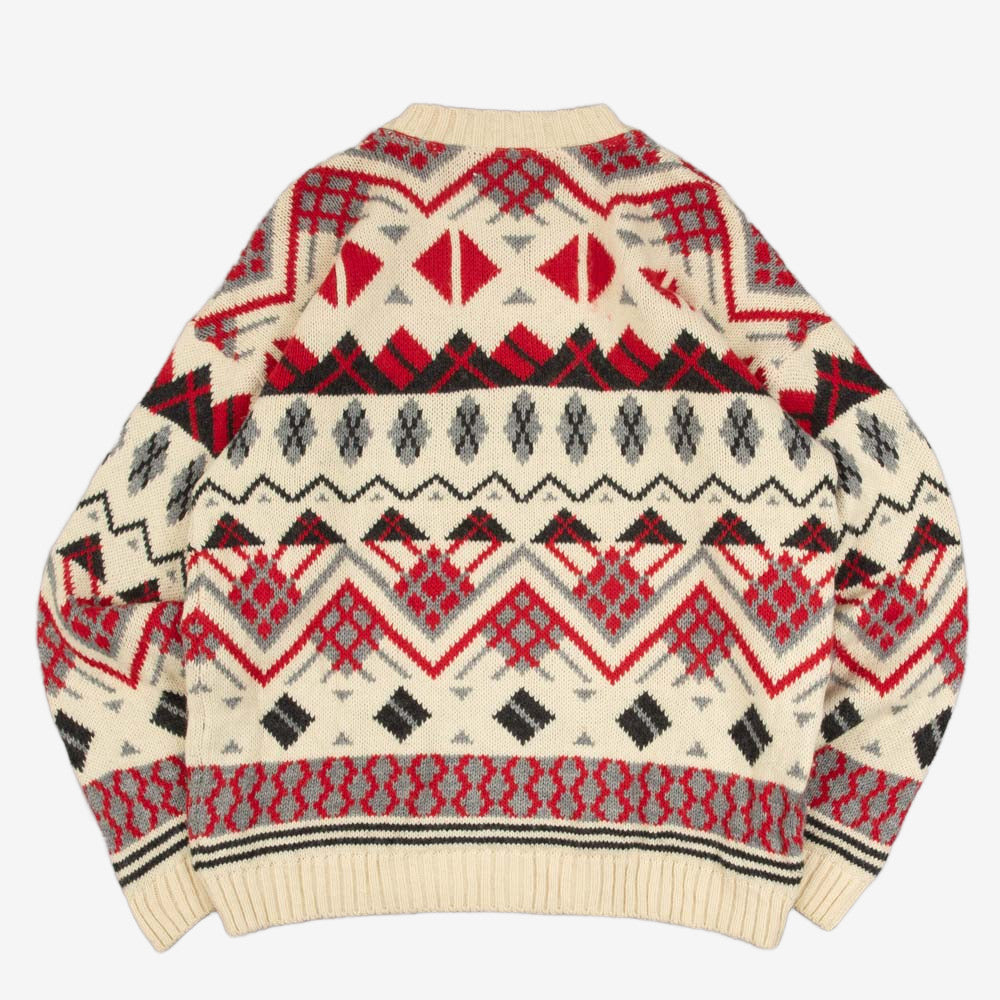 MEN'S VINTAGE 1990S MADE IN ITALY PATTERNED KNITTED JUMPER - LARGE
