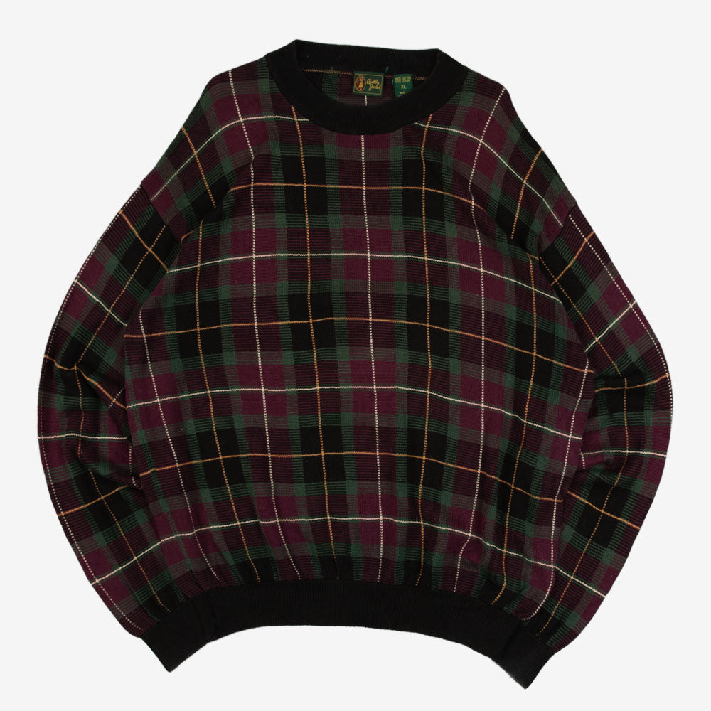 MEN'S VINTAGE 1990S CHECKED PATTERNED KNITTED JUMPER - X-LARGE