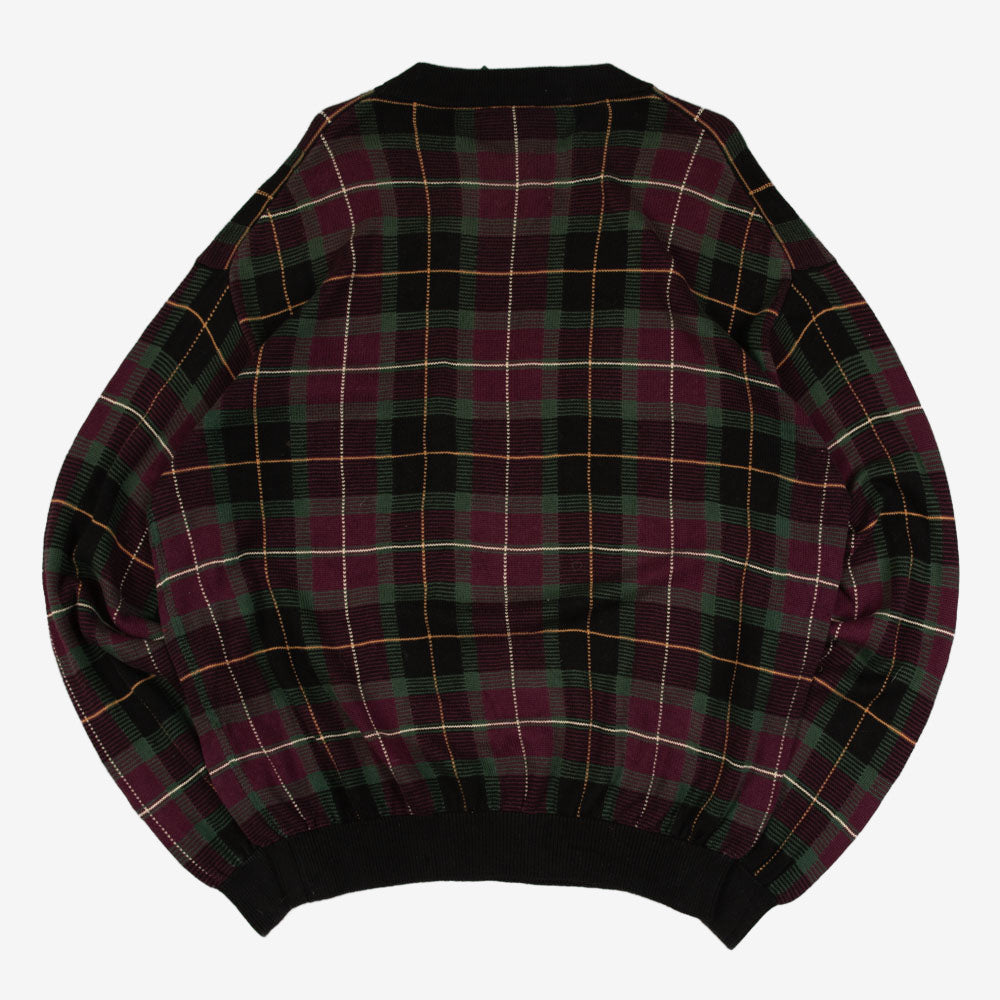 MEN'S VINTAGE 1990S CHECKED PATTERNED KNITTED JUMPER - X-LARGE