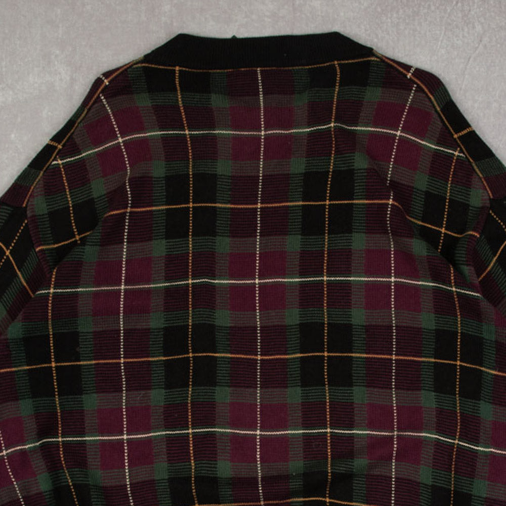 MEN'S VINTAGE 1990S CHECKED PATTERNED KNITTED JUMPER - X-LARGE