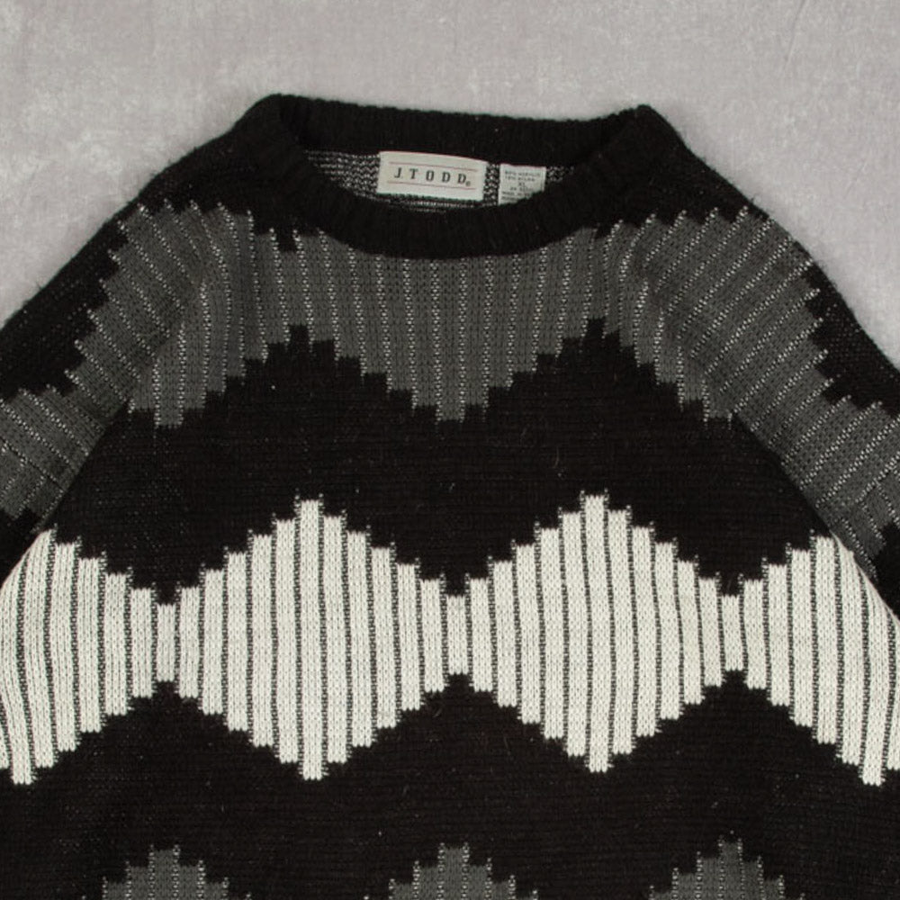 MEN'S VINTAGE STRUCTURED PATTERNED KNITTED JUMPER - X-LARGE