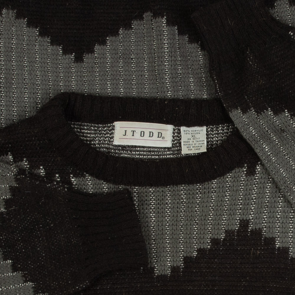 MEN'S VINTAGE STRUCTURED PATTERNED KNITTED JUMPER - X-LARGE