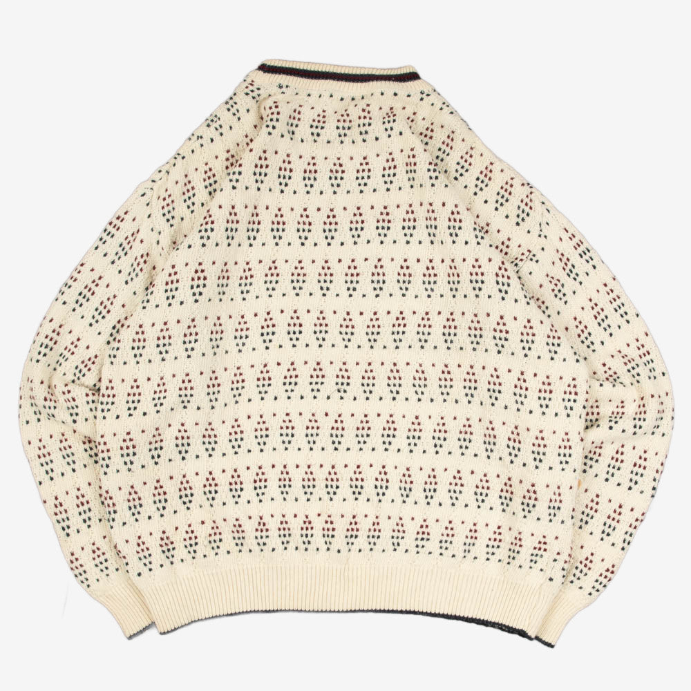 MEN'S VINTAGE 1990S STRUCTURED PATTERNED KNITTED JUMPER - LARGE