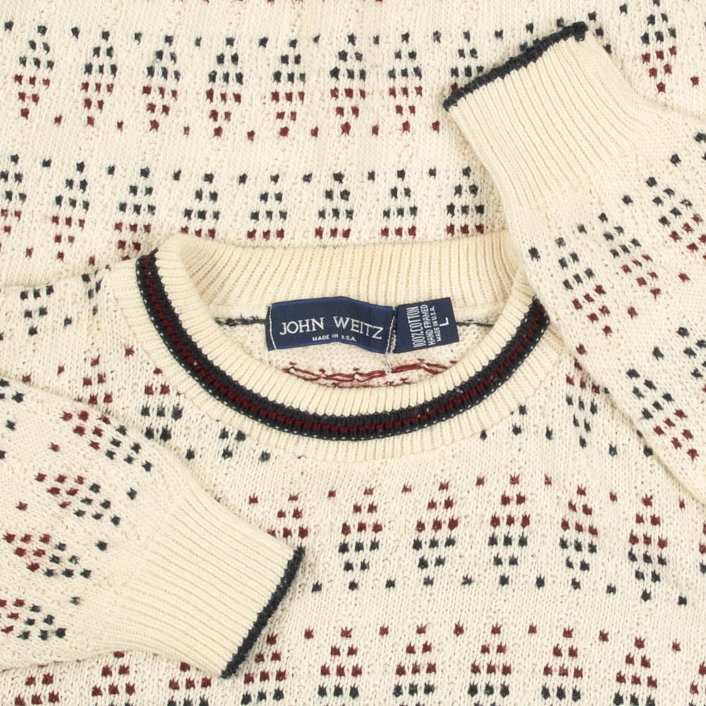 MEN'S VINTAGE 1990S STRUCTURED PATTERNED KNITTED JUMPER - LARGE