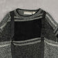 MEN'S VINTAGE 1990S LEATHER PATCH PATTERNED KNITTED JUMPER - MEDIUM