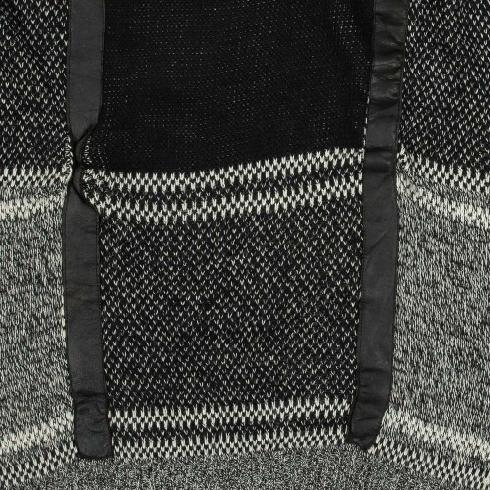 MEN'S VINTAGE 1990S LEATHER PATCH PATTERNED KNITTED JUMPER - MEDIUM