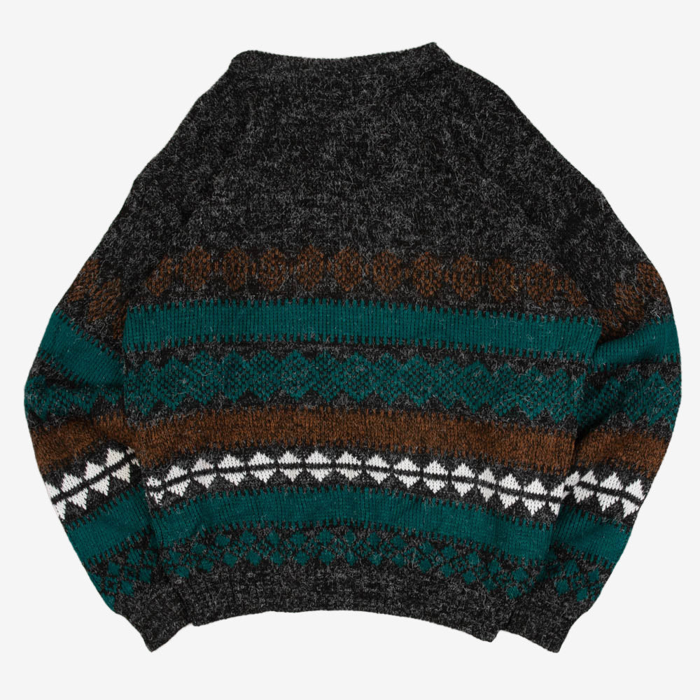 MEN'S VINTAGE 1990S PATTERNED KNITTED JUMPER - MEDIUM