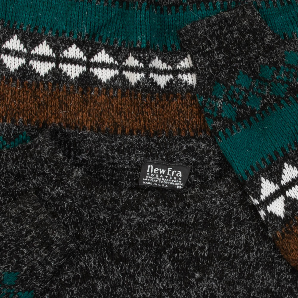 MEN'S VINTAGE 1990S PATTERNED KNITTED JUMPER - MEDIUM