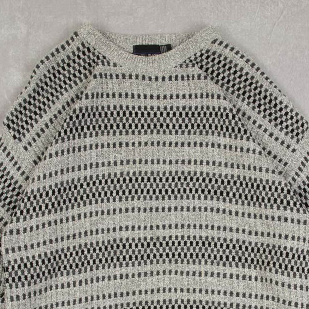 MEN'S VINTAGE 1990S STRUCTURED PATTERNED KNITTED JUMPER - LARGE
