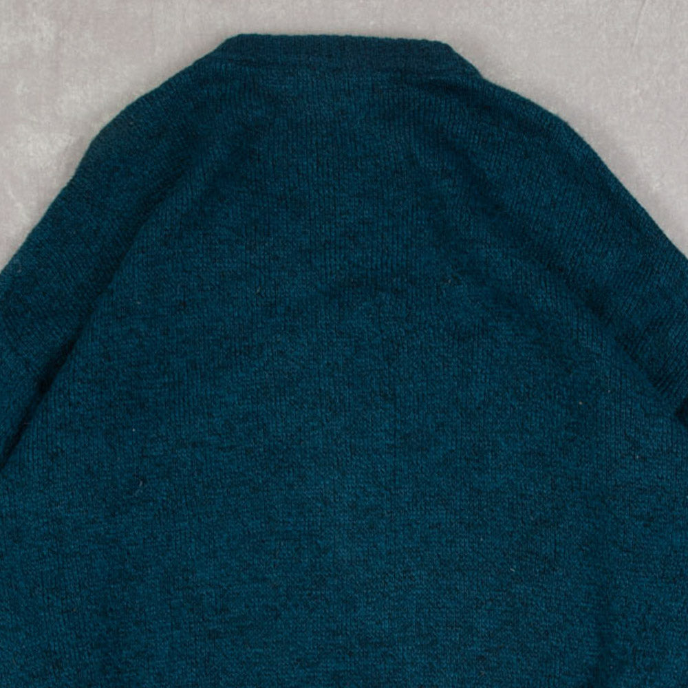 MEN'S VINTAGE 1990S MADE IN ITALY LEATHER PATCH KNITTED JUMPER - LARGE