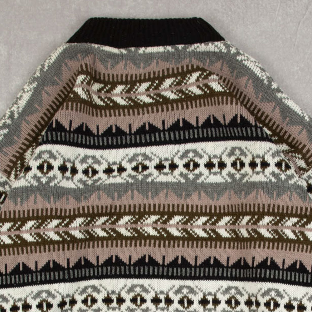 MEN'S VINTAGE 1990S PATTERNED KNITTED JUMPER - LARGE