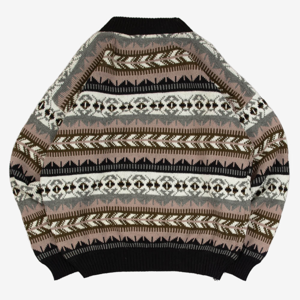 MEN'S VINTAGE 1990S PATTERNED KNITTED JUMPER - LARGE