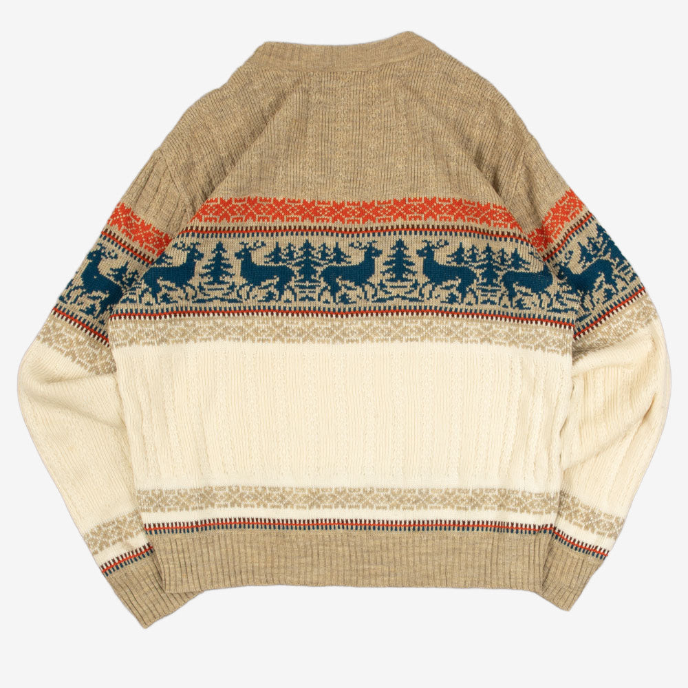 MEN'S VINTAGE 1990S STRUCTURED PATTERNED KNITTED JUMPER - LARGE