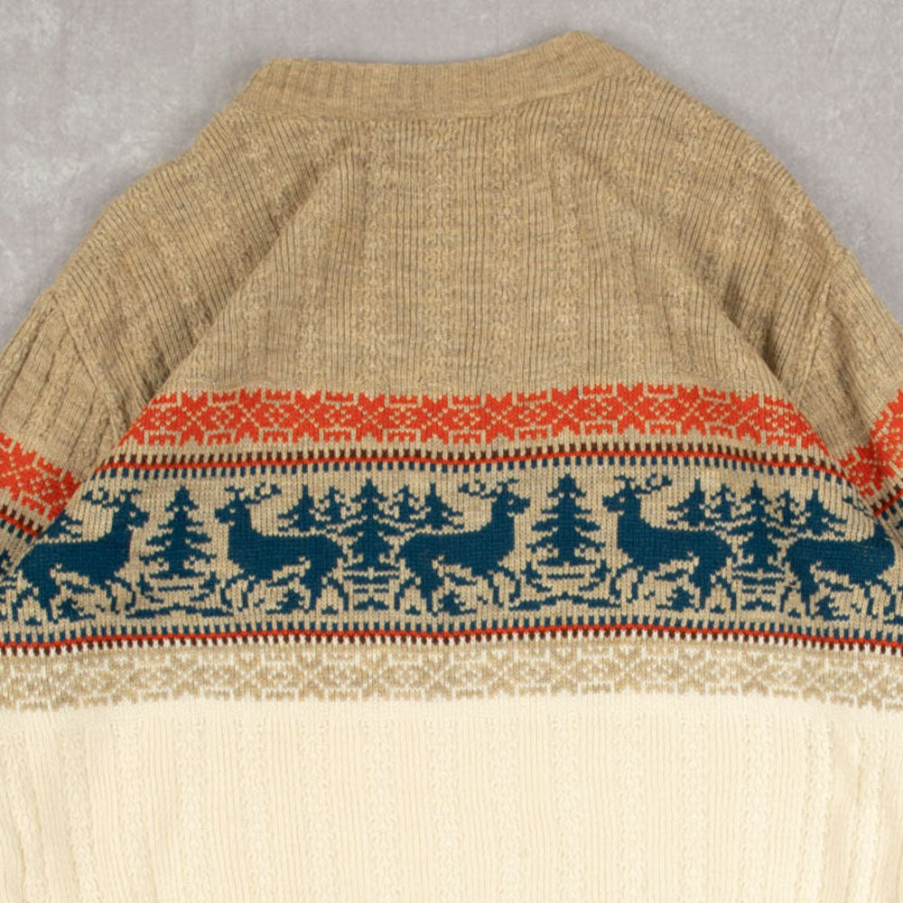 MEN'S VINTAGE 1990S STRUCTURED PATTERNED KNITTED JUMPER - LARGE