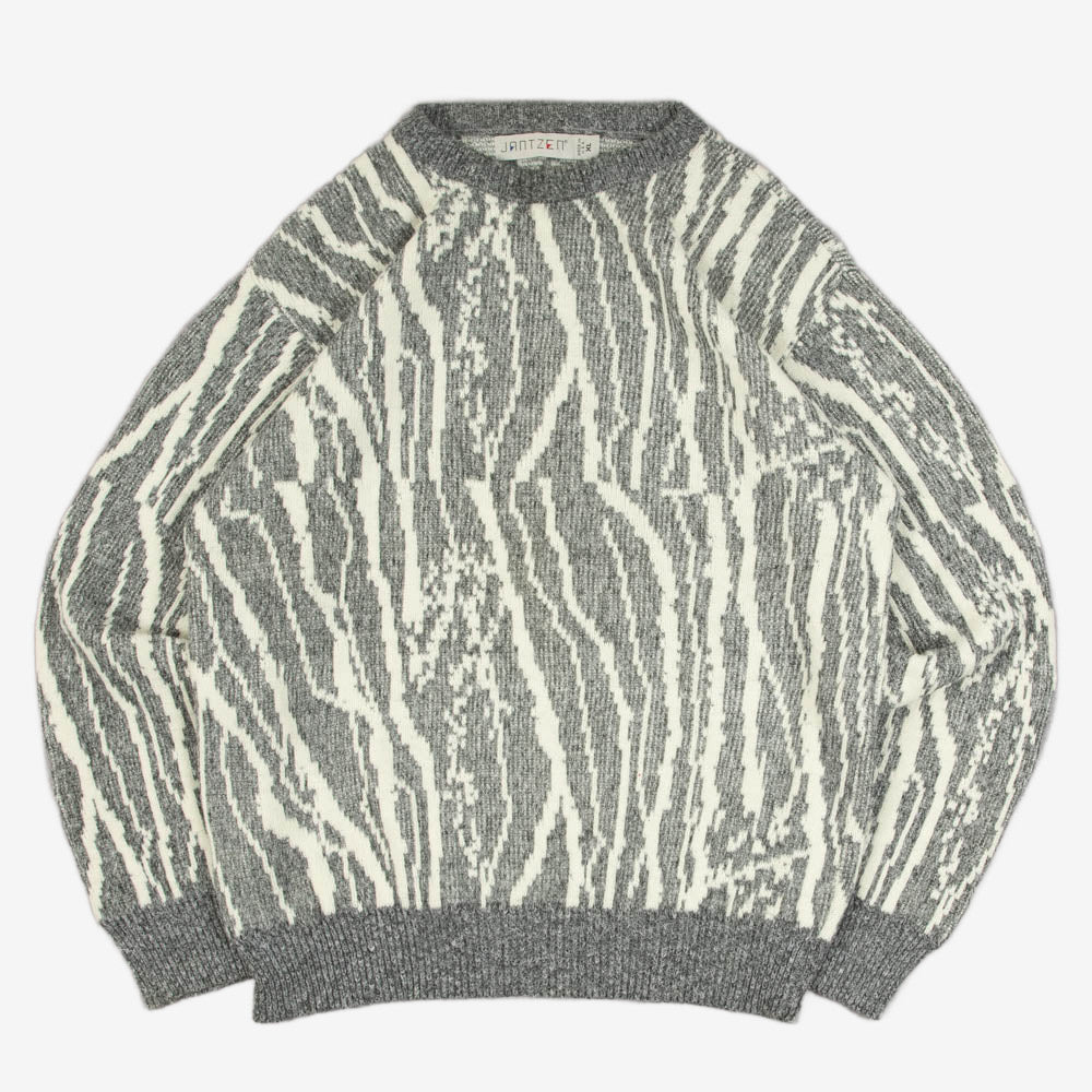 MEN'S VINTAGE 1990S STRUCTURED PATTERNED KNITTED JUMPER - X-LARGE
