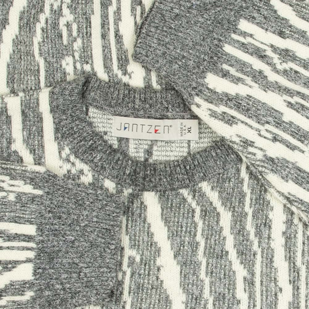 MEN'S VINTAGE 1990S STRUCTURED PATTERNED KNITTED JUMPER - X-LARGE